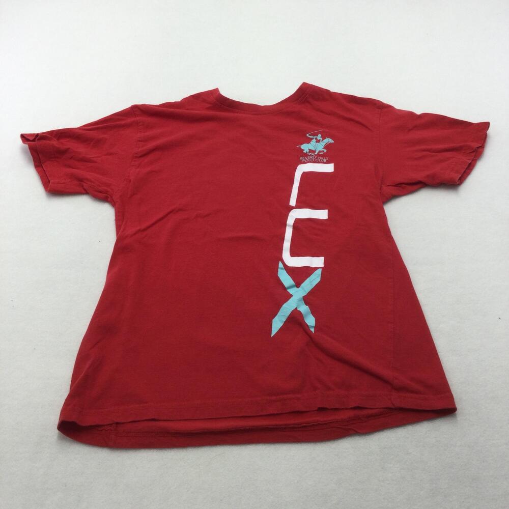 Beverly Hills Polo Club Shirt Mens Medium Red LUX Graphic Logo Tee T-Shirt
